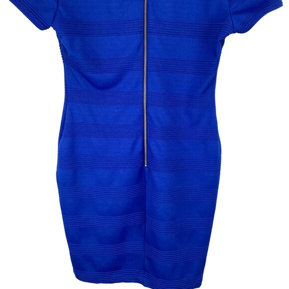 Bisou Bisou Dress Size 12 Blue‎ V-Neck Short Sleeve Bodycon Fitted - Picture 9 of 9